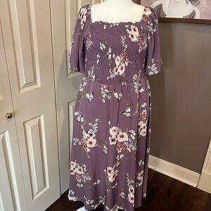 BloomChic Lavender Floral Midi Dress
